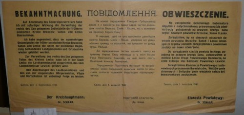 Obwieszczenie dot. władz lokalnych,Sanok 1941